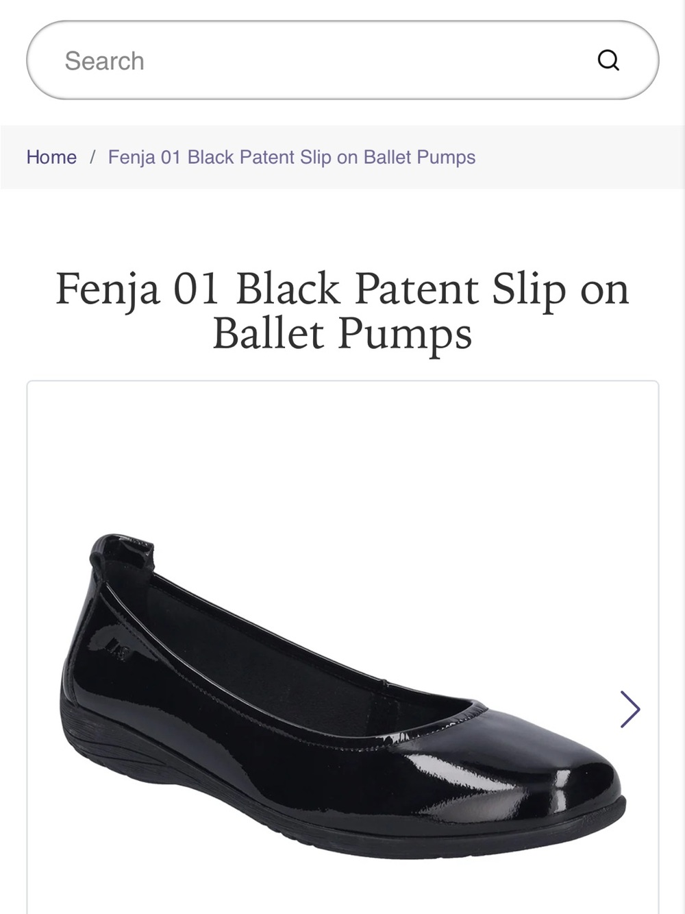 Josef Seibel Black Patent Ballet Flat with Elasticized Topline